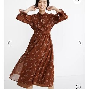 MADEWELL Georgette Tie-Neck Midi Dress